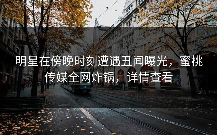 明星在傍晚时刻遭遇丑闻曝光,蜜桃传媒全网炸锅,详情查看 明星在傍晚时刻遭遇丑闻曝光,蜜桃传媒全网炸锅,详情查看