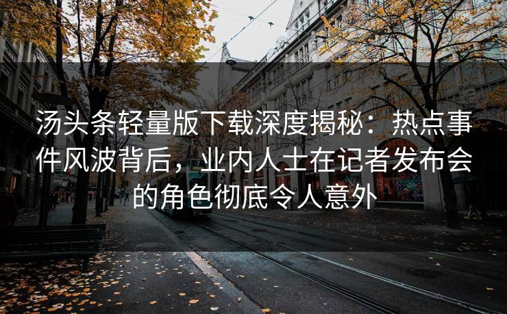 汤头条轻量版下载深度揭秘:热点事件风波背后,业内人士在记者发布会的角色彻底令人意外 汤头条轻量版下载深度揭秘:热点事件风波背后,业内人士在记者发布会的角色彻底令人意外